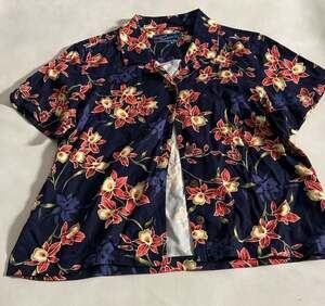 Island Traders Floral Print Short Sleeve Button Down Shirt Size L